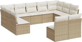 vidaXL 11 részes bézs polyrattan kerti ülőgarnitúra párnákkal
