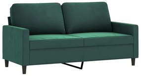 kétszemélyes sötétzöld bársony kanapé 140 cm