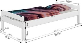 Ágy, fehér, 90x200, LIVIO