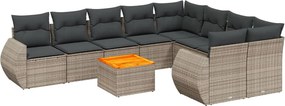 vidaXL 10 részes szürke polyrattan kerti ülőgarnitúra párnákkal