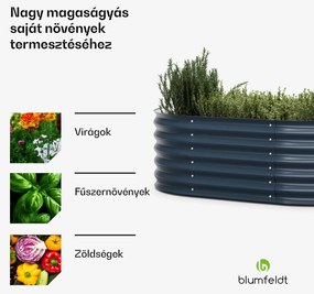 High Grow Extended, magaságyás, 150x43x60 cm, hullámos acéllemezből, egyszerű összeszerelés, rozsda- és fagyálló