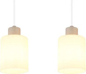 Globo 54114-4H Függeszték, matt homok színű fém, fehér üveg, átlátszó PVC kábel, HxSzxM: 720x100x1200mm, 4x E27 40W 230V izzók nélkül