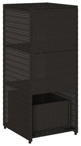 fekete polyrattan kerti tárolószekrény 50 x 55 x 115 cm