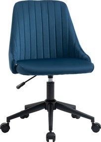 Vinsetto Forgószék Irodai Szék Ergonomikus Formatervezés Állítható Magasság 360° Forgatható Hab Bársony Poliészter Kék 50 x 58 x 77-87 cm | Aosom