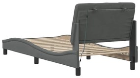 sötétszürke szövet ágykeret LED-es matrac nélkül 80x200 cm