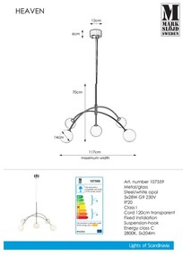 Markslöjd 107559 - Csillár zsinóron HEAVEN 5xG9/28W/230V
