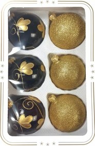 Karácsonyfadísz arany-fekete üveg 8 db-os