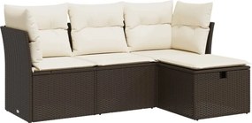 vidaXL 4 részes barna polyrattan kerti ülőgarnitúra párnákkal