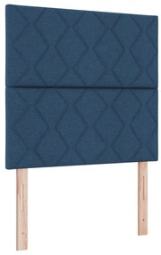 Box Spring Ágy Matrac Kék Egyszemélyes Szövet