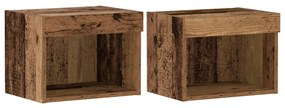 LED világítással ellátott faliszekrények 2 db Régi fa 40x30x30 cm