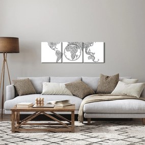 Kép - Térkép vonalakban (órával) (90x30 cm)