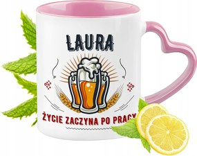 Laura bögre rózsaszín, szív alakú füllel Kávé ajándék