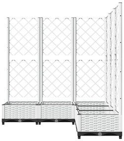 fehér polipropilén rácsos kerti ültetőláda 120 x 120 x 121,5 cm