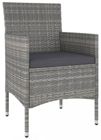4 részes szürke kerti polyrattan szék- és zsámolyszett