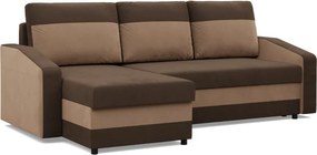 Hewlet sarokkanapé, 2 ágyneműtartóval, szövet anyag, univerzális oldal, bonell töltet, barna