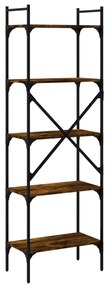 5 szintes füstös tölgy színű fa könyvespolc 56 x 31,5 x 174 cm