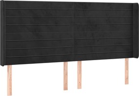 vidaXL fekete bársony fejtámla szárnyakkal 183x16x118/128 cm
