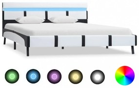 Fehér LED-es műbőr ágykeret 120 x 200 cm