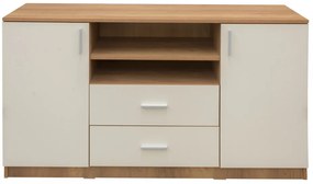 Ponte Komód 2 ajtós + 2 fiókos Vanília - Tölgy