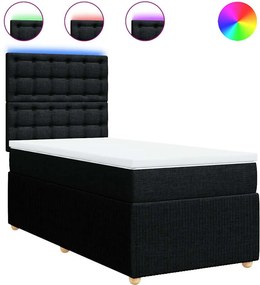 vidaXL fekete szövet rugós ágy matraccal 90x190 cm