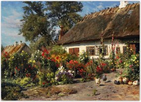 Poszterek 70x50 Vidéki házikó virágokkal