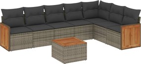 vidaXL 8 részes szürke polyrattan kerti ülőgarnitúra párnákkal