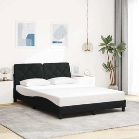 fekete szövet ágykeret LED-ekkel matrac nélkül 120x200 cm