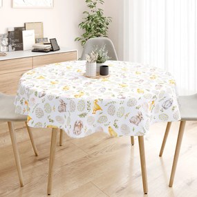 Goldea húsvéti asztalterítő loneta - kisnyuszik és kiscsibék - kör alakú Ø 70 cm