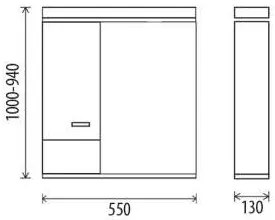 Viva STYLE Tükrös fürdőszobai szekrény LED világítással - BALOS szekrénnyel - 55 x 97 x 17 cm