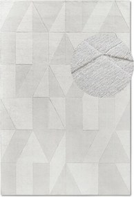 Gyapjú szőnyeg nappaliba 120x170cm, krémszínű modern minta