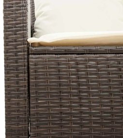 2 személyes barna polyrattan kerti kanapé asztallal&amp;párnával