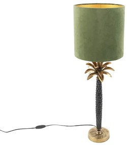Art Deco asztali lámpa bársony árnyékolóval zöld 25 cm - Areka