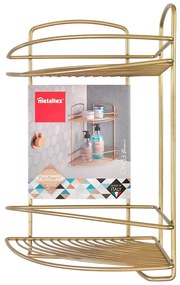 Aranyszínű acél fürdőszobai sarokpolc Onda – Metaltex