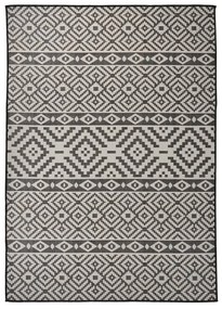 fekete csíkos lapos szövésű kültéri szőnyeg 120 x 170 cm