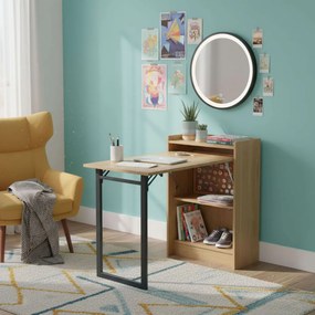 Összecsukható polcos íróasztal / számítógépasztal 102×58 cm, masszív kialakítással, aranytölgy – Intenso Home