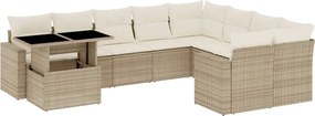 vidaXL 10 részes bézs polyrattan kerti ülőgarnitúra párnával