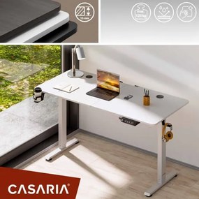 Casaria® Állítható magasságú irodai íróasztal fehér-140x60x118 cm