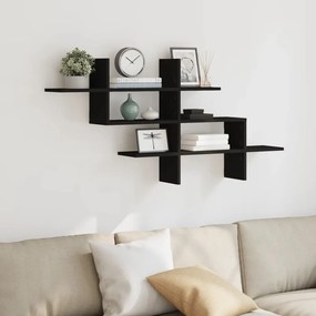 fekete szerelt fa fali polc 124,5 x 18 x 60,5 cm