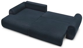 Sötétkék kordbársony kinyitható sarokkanapé (bal oldali) Lucien – Bobochic Paris