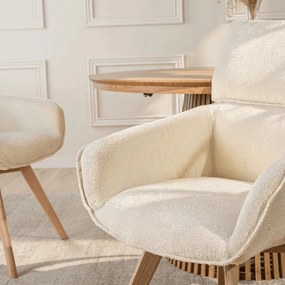 Forgó szék krém színben, bouclé kárpittal, DIAS