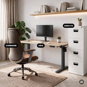 Elektromos íróasztal magasságállítással ergonomikus antracit/sonoma tölgy,1400x700 mm: ARIA
