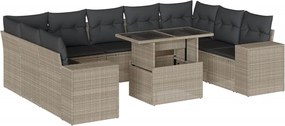 vidaXL 10 részes világosszürke polyrattan kerti ülőgarnitúra párnákkal