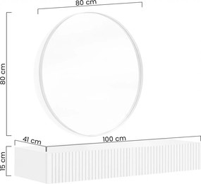 Nicole fali fésülködőasztal fekete tükörrel 80 cm - matt kasmír