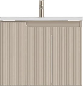 Piramida EURIDIKA fali fürdőszobabútor - műmárvány mosdóval -2 ajtós - PINO BÉZS - 65 x 48 x 53 cm