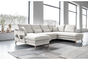 Bézs kinyitható sarokkanapé (jobb oldali-U alakú) Charming Charlie – Miuform