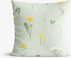 Goldea pamut párnahuzat - mező, zöld melanzs alapon 40 x 40 cm