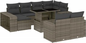 vidaXL 11 részes szürke polyrattan kerti ülőgarnitúra párnákkal