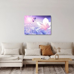Kép - Pillangó érkezése a virágra (üvegen) (70x50 cm)