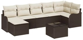 vidaXL Kerti Kanapé Szett párnával 8 pcs Barna és fehér Poli rattan