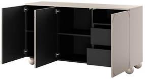 Sonatia II háromajtós komód, két rejtett fiókkal - 150 cm - kasmír